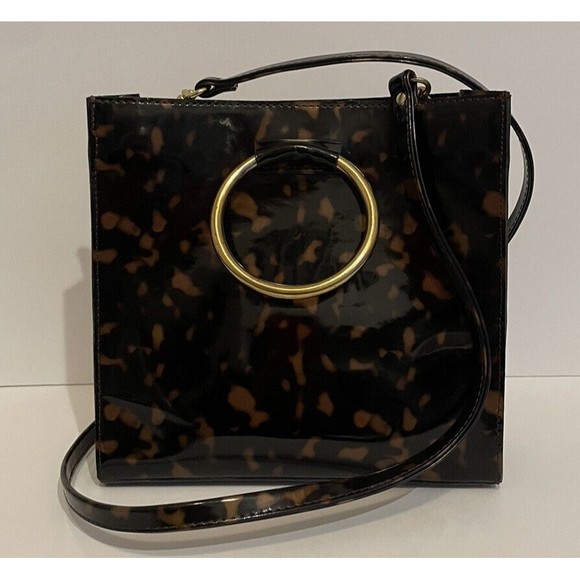 Ceri Hoover Simone Patent Leather Simone Ring Handle Crossbody Purse - Picture 1 of 5
